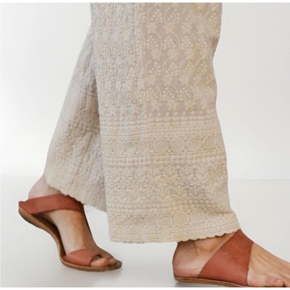 Sundance Solstice Culotte Cotton Wide Leg Embroidered Summer Pants Size 10 - Picture 2 of 16